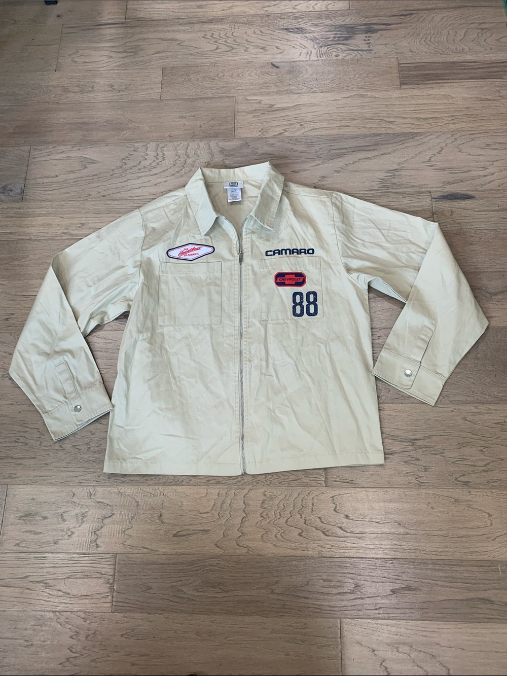 NWOT Camaro Men's Cream Lightweight Zip-Up Shirt Jacket Size Medium